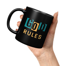 Load image into Gallery viewer, God Rules Black Mug 11oz