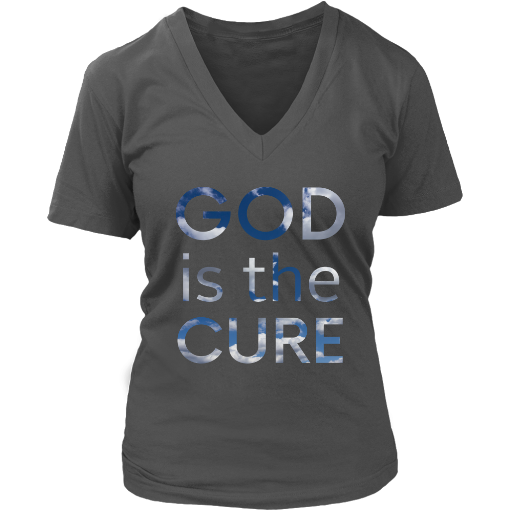 God is the Cure Clouds V-Neck