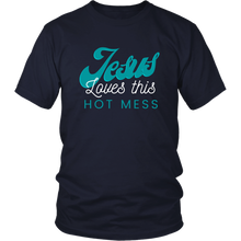 Load image into Gallery viewer, Jesus Loves This Hot Mess Mens Tee