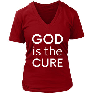 God is the Cure Ladies V-Neck