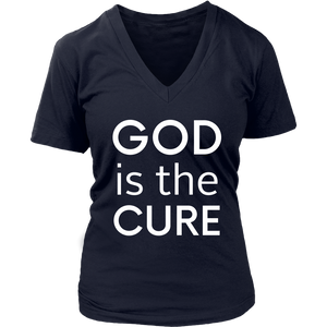 God is the Cure Ladies V-Neck