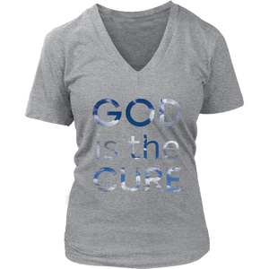 God is the Cure Clouds V-Neck