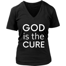 Load image into Gallery viewer, God is the Cure Ladies V-Neck