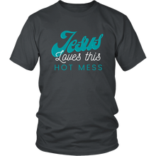 Load image into Gallery viewer, Jesus Loves This Hot Mess Mens Tee