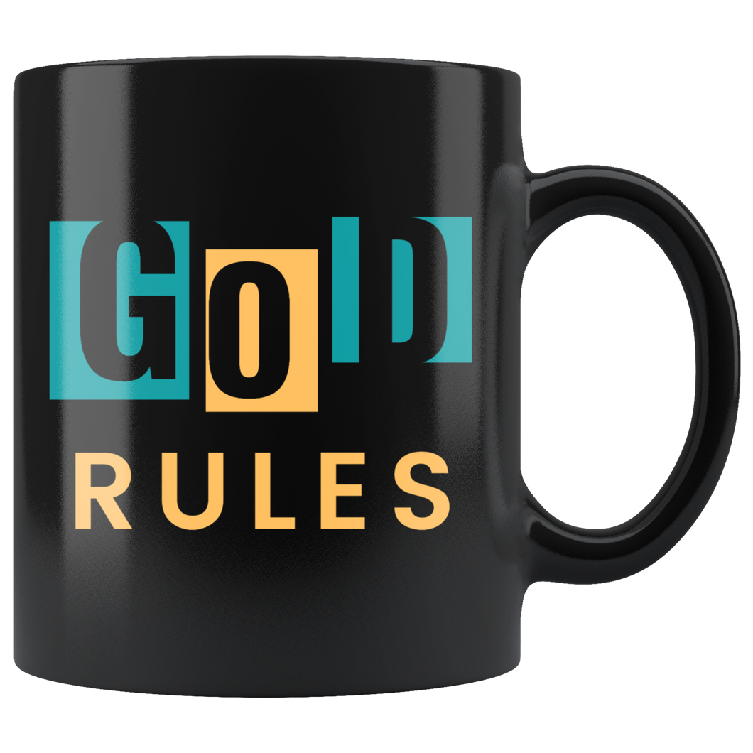 God Rules Black Mug 11oz
