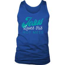 Load image into Gallery viewer, Jesus Loves This Hot Mess Mens Tank